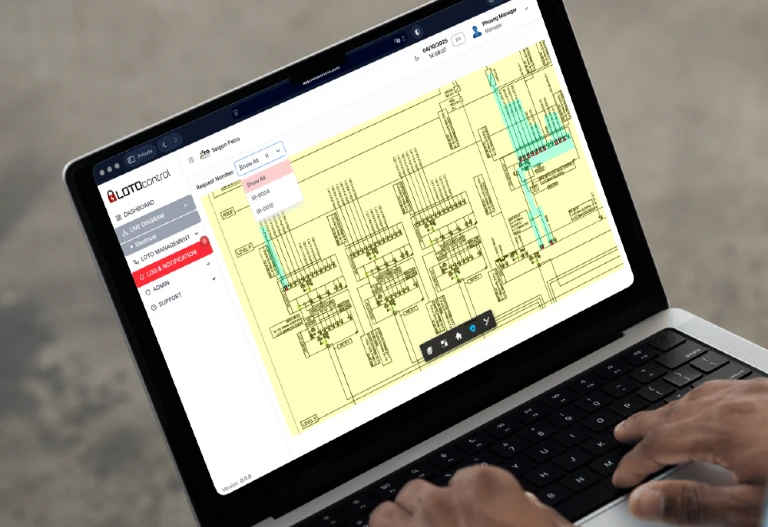 Hands on a laptop keyboard with the live isolation diagram open on screen